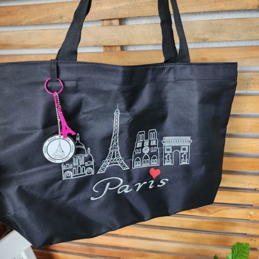 Designer Paris tote bag in black from Sarl Aker